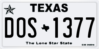 TX license plate DOS1377