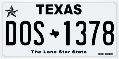 TX license plate DOS1378