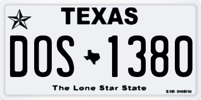 TX license plate DOS1380