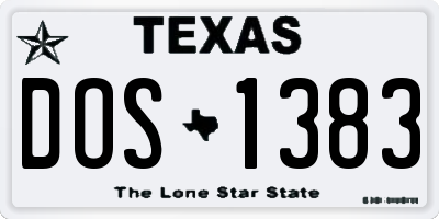 TX license plate DOS1383