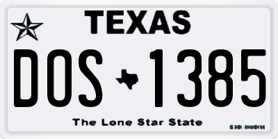 TX license plate DOS1385