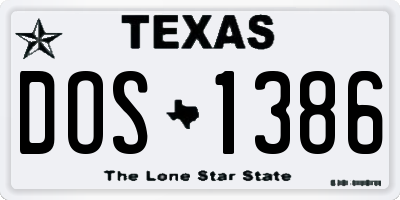 TX license plate DOS1386