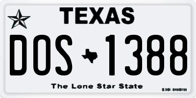 TX license plate DOS1388