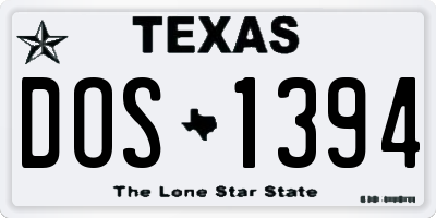 TX license plate DOS1394