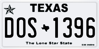TX license plate DOS1396