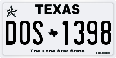TX license plate DOS1398