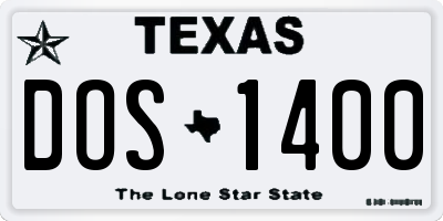 TX license plate DOS1400