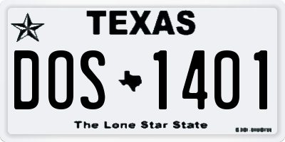 TX license plate DOS1401