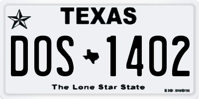 TX license plate DOS1402