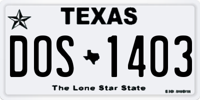TX license plate DOS1403