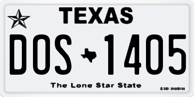 TX license plate DOS1405