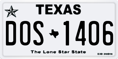 TX license plate DOS1406