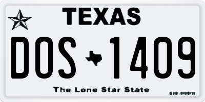 TX license plate DOS1409