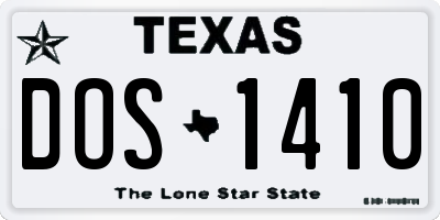 TX license plate DOS1410
