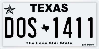 TX license plate DOS1411
