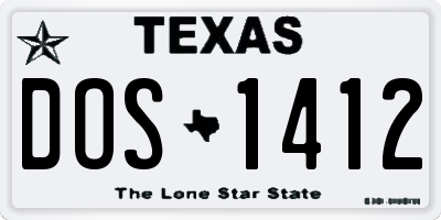 TX license plate DOS1412