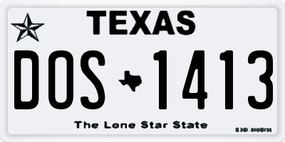 TX license plate DOS1413