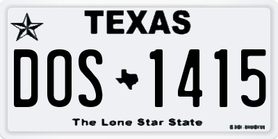 TX license plate DOS1415