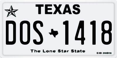 TX license plate DOS1418