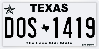 TX license plate DOS1419