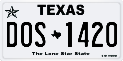 TX license plate DOS1420