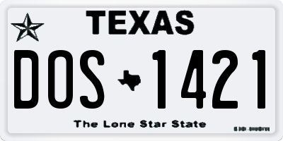 TX license plate DOS1421
