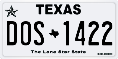 TX license plate DOS1422