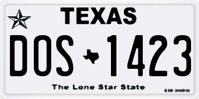 TX license plate DOS1423