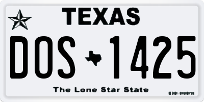 TX license plate DOS1425