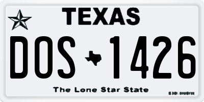 TX license plate DOS1426