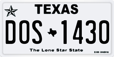 TX license plate DOS1430