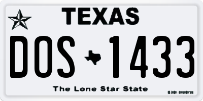 TX license plate DOS1433