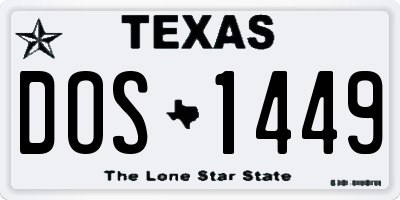 TX license plate DOS1449