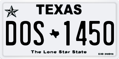 TX license plate DOS1450