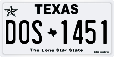 TX license plate DOS1451