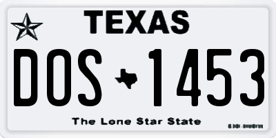 TX license plate DOS1453