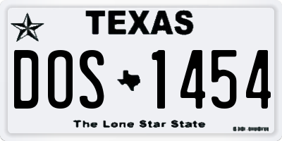 TX license plate DOS1454