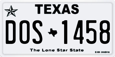 TX license plate DOS1458