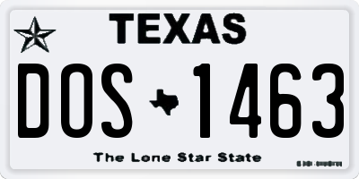 TX license plate DOS1463