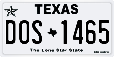 TX license plate DOS1465