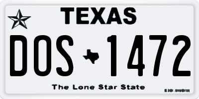 TX license plate DOS1472