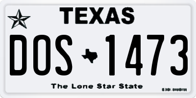 TX license plate DOS1473