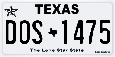 TX license plate DOS1475