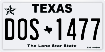 TX license plate DOS1477