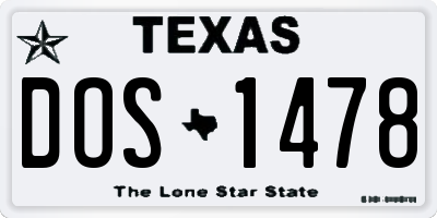 TX license plate DOS1478