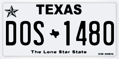 TX license plate DOS1480