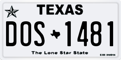 TX license plate DOS1481