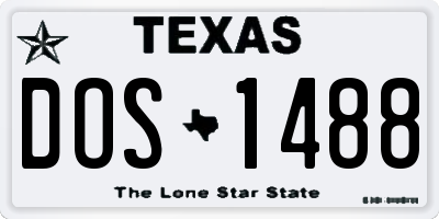 TX license plate DOS1488