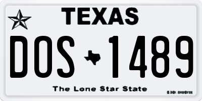 TX license plate DOS1489