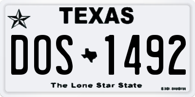 TX license plate DOS1492